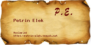 Petrin Elek névjegykártya